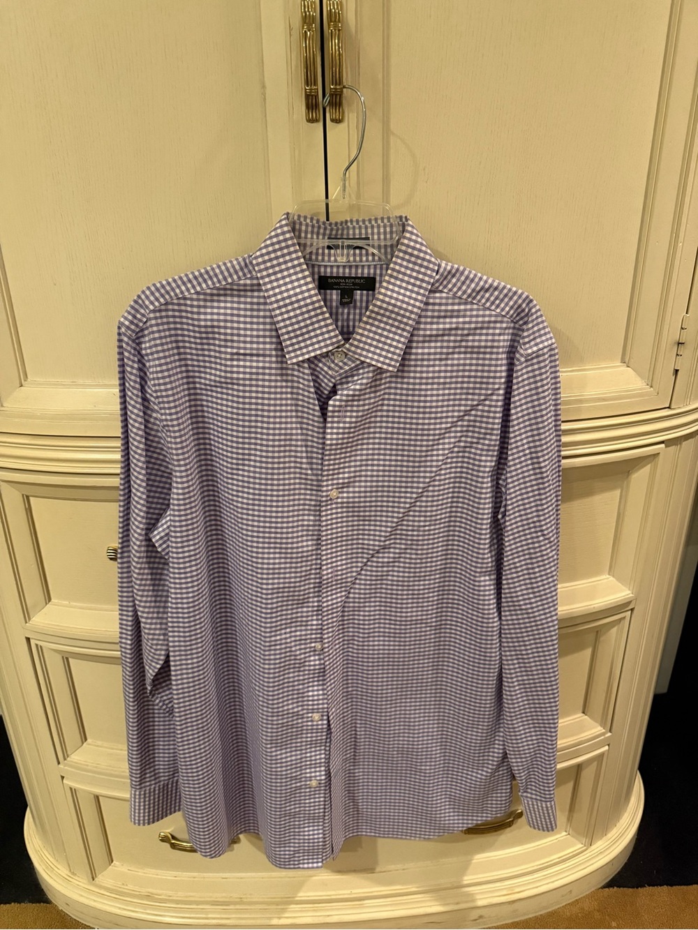 Banana Republic Men's Lavender Gingham Dress Shirt